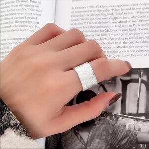 - Retro Textured 925 Sterling Silver Wide Band Ring